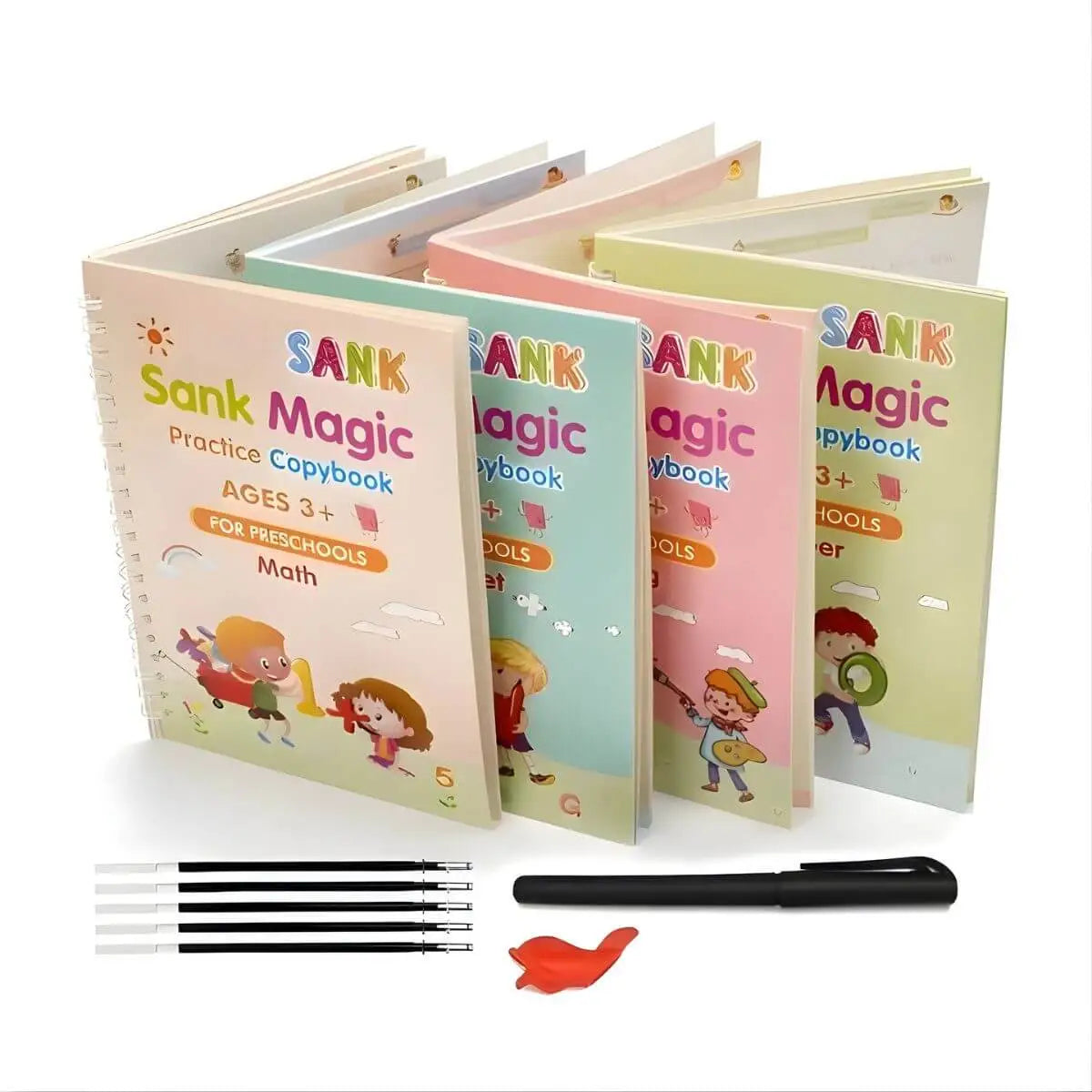 EduKids™ Set de 4 Cuadernos Mágicos Reutilizables de Caligrafía