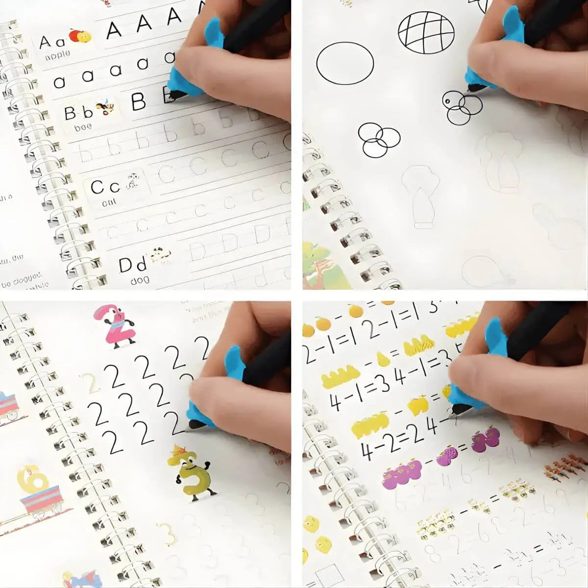EduKids™ Set de 4 Cuadernos Mágicos Reutilizables de Caligrafía