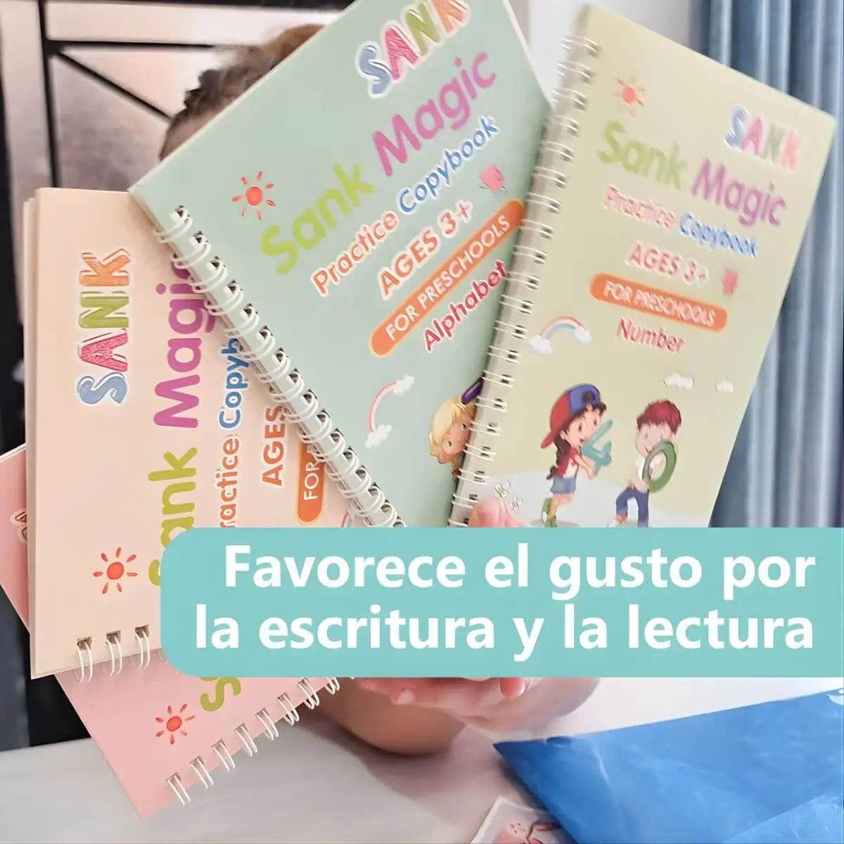 EduKids™ Set de 4 Cuadernos Mágicos Reutilizables de Caligrafía