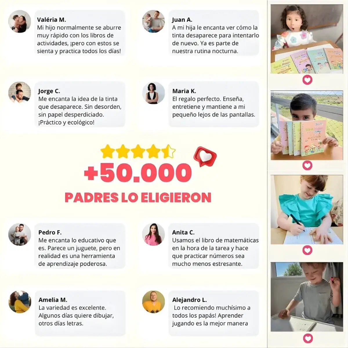 EduKids™ Set de 4 Cuadernos Mágicos Reutilizables de Caligrafía